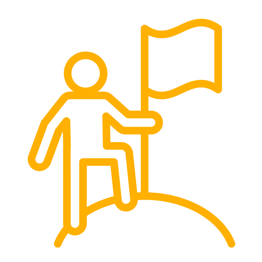 An icon showing a man climbing a mountain