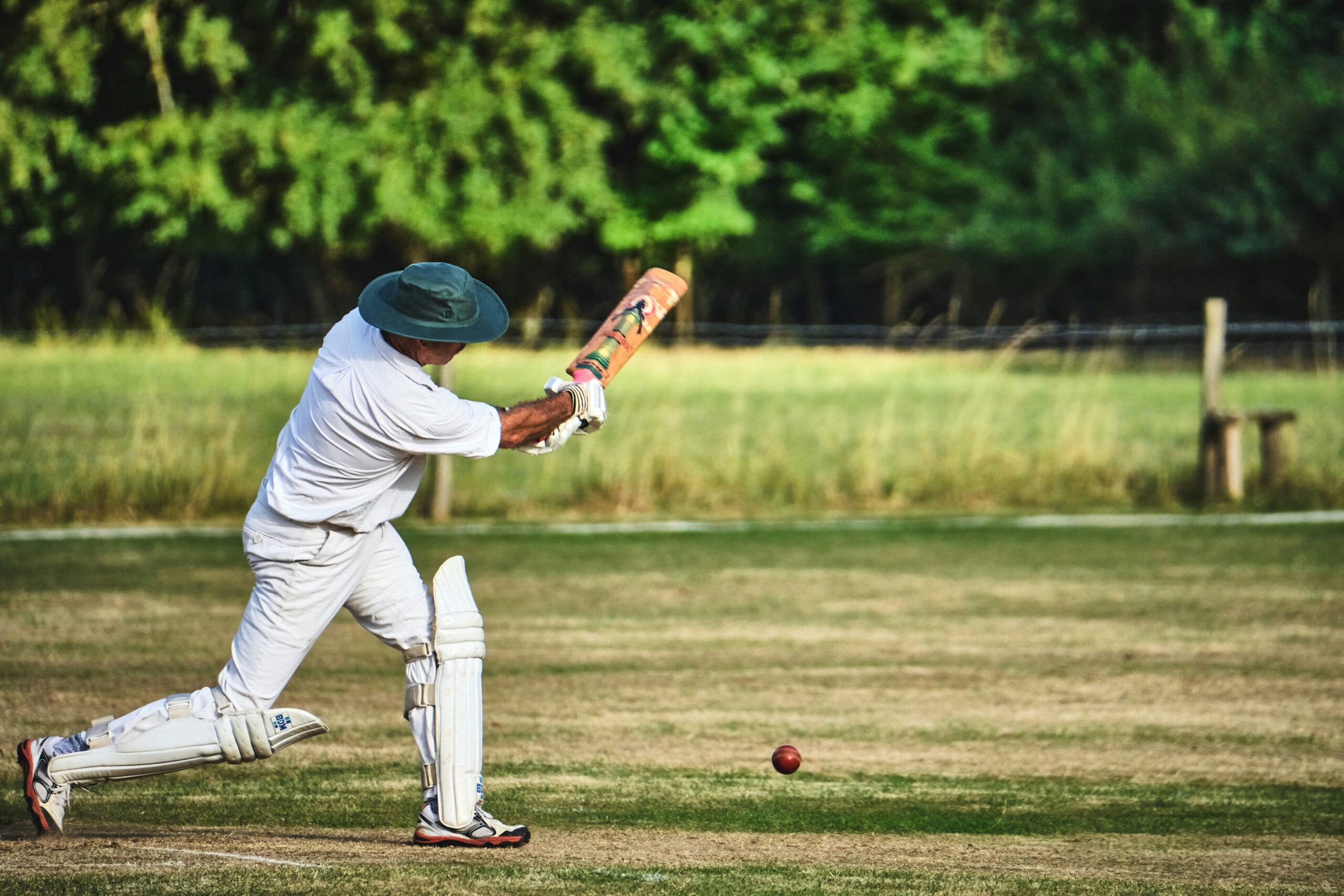 A cricketer, opening the batting to symbolise the impact of sport on self-regulation